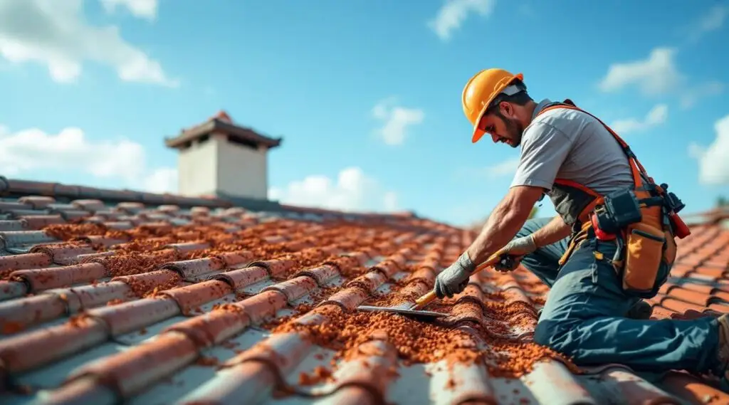 Commercial property in Bountiful with a professional clay tile roof installation under a clear sky.